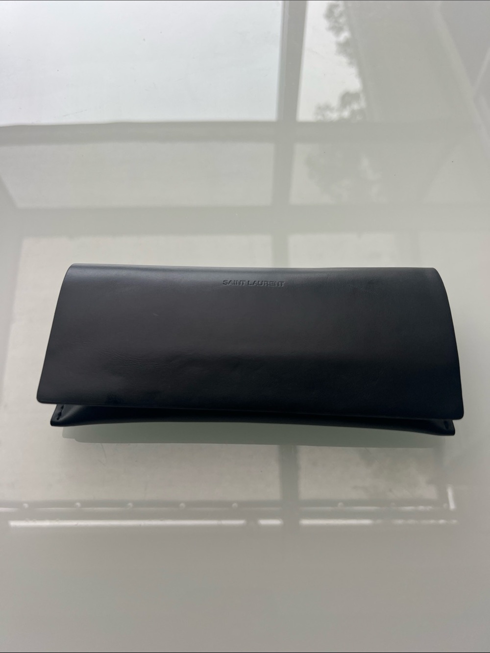 Saint Laurent Black Embossed Leather Sunglass Case ONLY